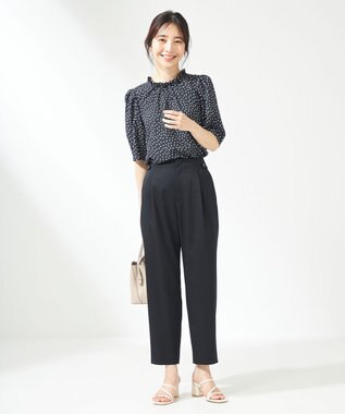 ANY SIS 【洗える】シアーストライプ ブラウス ネイビードット