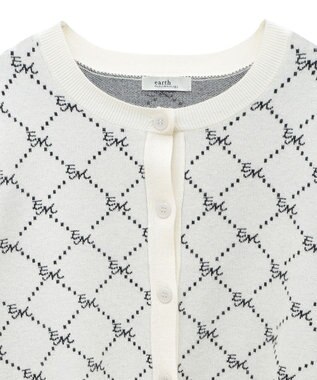 earth music&ecology モノグラムコンパクトニットカーディガン Ivory