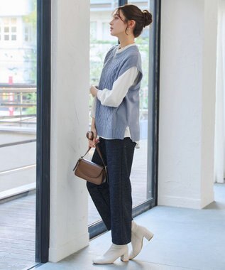 Tiaclasse 【2点セット】ニットベスト＋起毛シャツ サックス