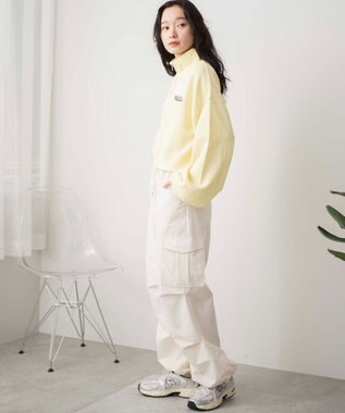 WEGO ハーフジップショートスウェット ライトイエロー