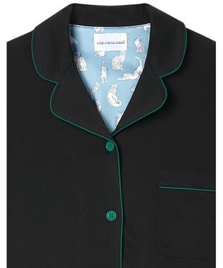 une nana cool 【綿100%】60/1 シルケットスムース 長袖開襟 MADE WITH LIBERTY FABRIC ブラック