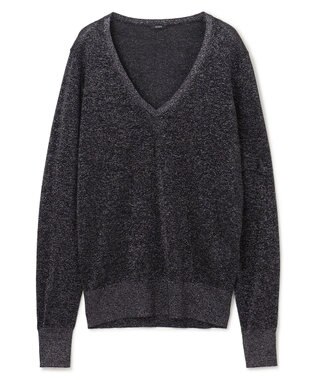 【洗える】ルレックス　Vネックニット