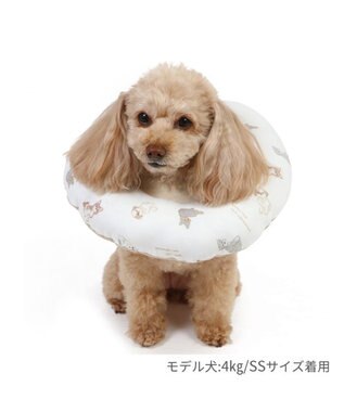 PET PARADISE ペットパラダイス makokoro エリザベスカラー 《わんちゃん柄》   ＳＳ 小型犬 ベージュ