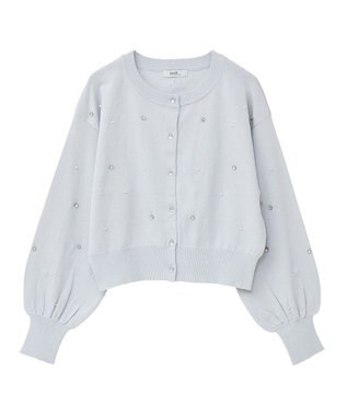 earth music&ecology パール＆ビジューカーディガン Gray