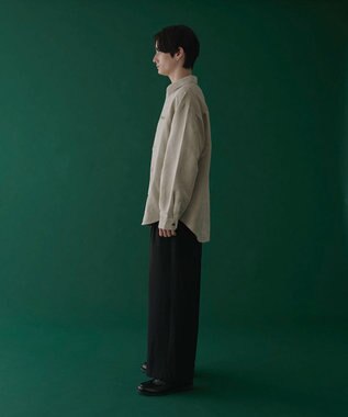 WEGO フェイクスウェードワンポイントBIGシャツ（LS） ライトベージュ