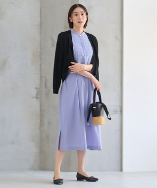 自由区 【洗える・XSサイズあり】ハイツイストコットンアセテートメッシュ カーディガン ネイビー系