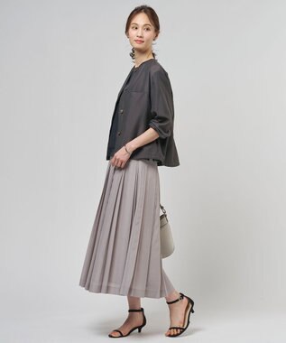 J.PRESS LADIES L Pe リネン シアー スラブ ノーカラー ブルゾン スレートブラウン系