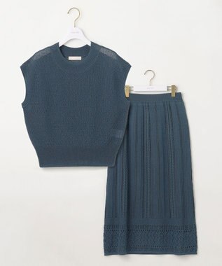 ANY SIS 【2点セット】ニット セットアップ ブルーグリーン