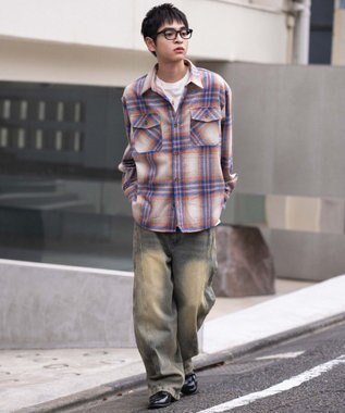 WEGO 【2025年秋冬新作/ユニセックス着用ITEM/SMLサイズ展開】ヘビーネルチェックシャツ（LS） 柄5