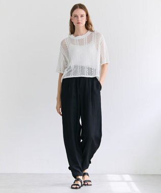 BEIGE， BERNARD / リネン混 ヘムタグ 2WAYパンツ Black