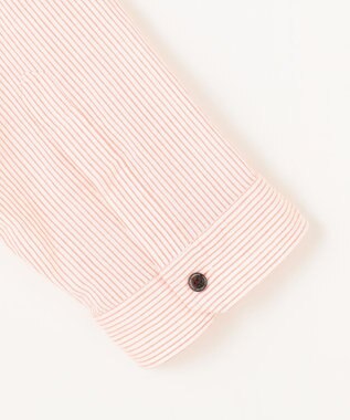 JOSEPH ABBOUD 【サスティナブル・７分袖】コットンリヨセルリネンコードストライプ シャツ オレンジ系1