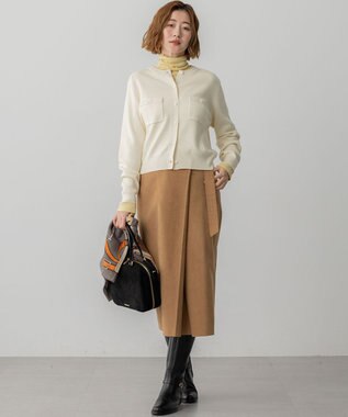 23区 【GOLD LABEL】スウェードタッチレザー ラップスカート キャメル系