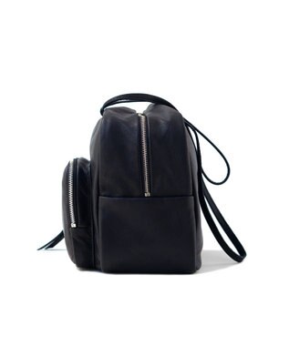 FOLNA RD ソフトレザーフロントポケットボストンバッグ ブラック