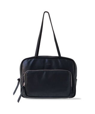 FOLNA RD ソフトレザーフロントポケットボストンバッグ ブラック