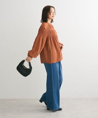 Green Parks マジョリカプリーツブラウス Brick Red