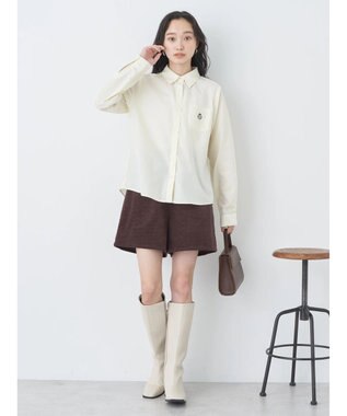 earth music&ecology ロゴ刺繍シャツ Cream