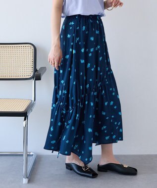 CRAFT STANDARD BOUTIQUE ボタニカルプリントデザインスカート Navy