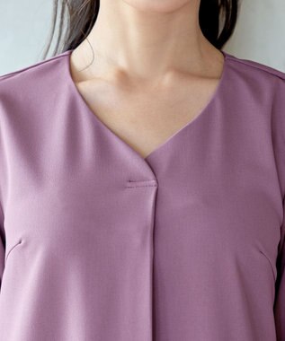 Tiaclasse 【洗える】バックギャザーハートネックAラインワンピース ラベンダー