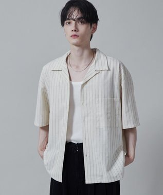 WEGO 【ユニセックス着用アイテム/手洗い可/SETUP可】リネンレーヨンオープンカラーシャツ（S） オフホワイト