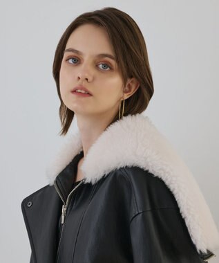 GRACE CONTINENTAL フェイクレザーボンバージャケット ブラック