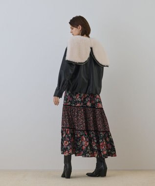 GRACE CONTINENTAL フェイクレザーボンバージャケット ブラック