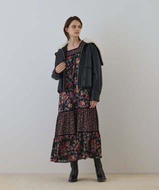 GRACE CONTINENTAL フェイクレザーボンバージャケット ブラック