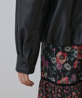 GRACE CONTINENTAL フェイクレザーボンバージャケット ブラック