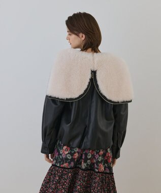 GRACE CONTINENTAL フェイクレザーボンバージャケット ブラック