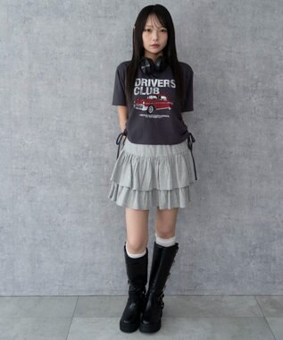 WEGO グラフィックショートサイドリボンドロストT 柄8