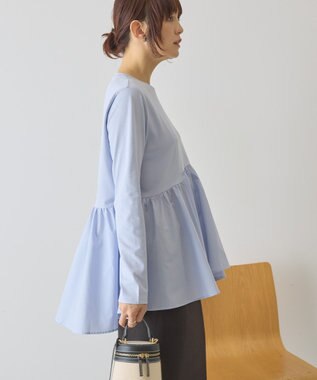 AMERICAN HOLIC 布帛切替ペプラムプルオーバー Blue