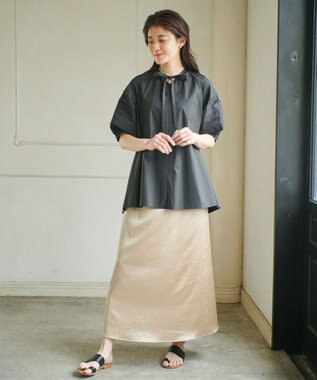 #Newans 【ANSWER for ほど甘トレンド】タックスリーブブラウス ブラック系