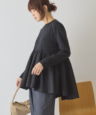 AMERICAN HOLIC 布帛切替ペプラムプルオーバー Black