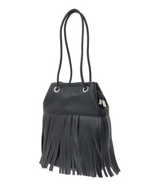 Green Parks ａｎｄｍｉｋｋａ．フリンジ巾着ショルダーバッグ Black
