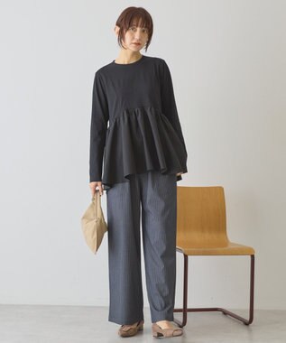 AMERICAN HOLIC 布帛切替ペプラムプルオーバー Black