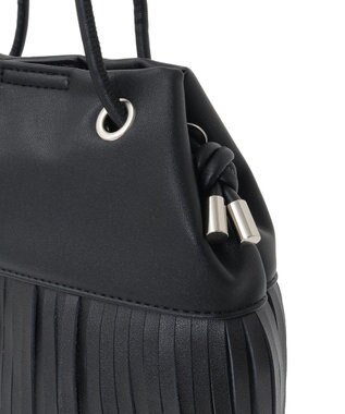 Green Parks ａｎｄｍｉｋｋａ．フリンジ巾着ショルダーバッグ Black