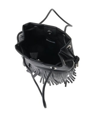 Green Parks ａｎｄｍｉｋｋａ．フリンジ巾着ショルダーバッグ Black