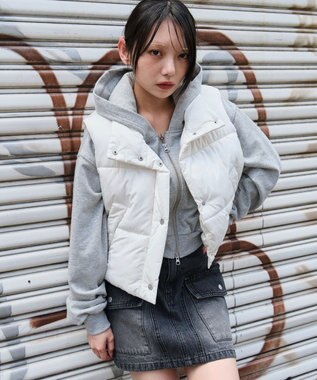 WEGO 【25年秋冬新作】ショートパファーベスト ホワイトアイボリー