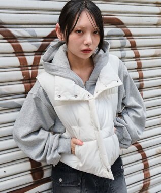 WEGO 【25年秋冬新作】ショートパファーベスト ホワイトアイボリー