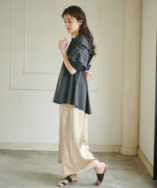 #Newans 【ANSWER for ほど甘トレンド】タックスリーブブラウス ブラック系