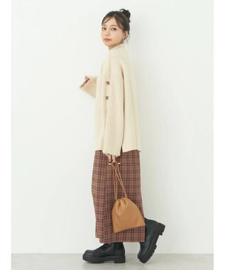 earth music&ecology 袖ボタンニットプルオーバー Ecru