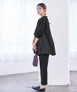 Tiaclasse 【洗える】重ね着風チュニックプルオーバー ブラック