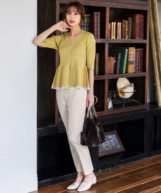 ANY SIS S ビューティサーモ2WAYストレッチ テーパードパンツ アイボリー