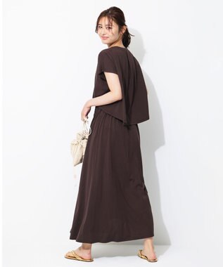 UNFILO スタイルアップ ジャージーワンピース ブラウン