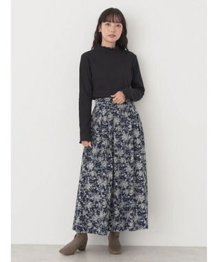 earth music&ecology チェーンリブハイネックプルオーバー Black