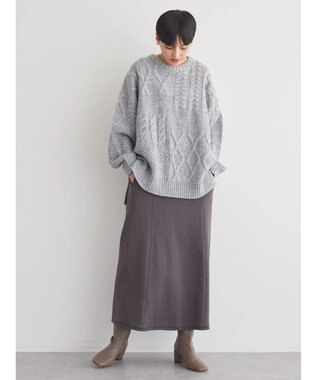 AMERICAN HOLIC パッチワークケーブルニットプルオーバー Light Gray Mixture