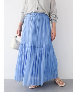 Green Parks シアープリーツボリュームスカート Blue