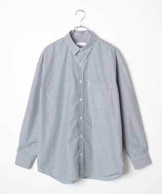 WEGO イージーケアブロードBIGシャツ ブラックストライプ