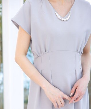 Tiaclasse 【洗える】ハイストレッチジョーゼットワンピース グレージュ