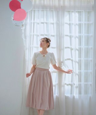 Feroux チュールレイヤード バルーンスカート ピンク系