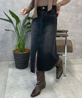 WEGO デニムミドルスカート スミクロ